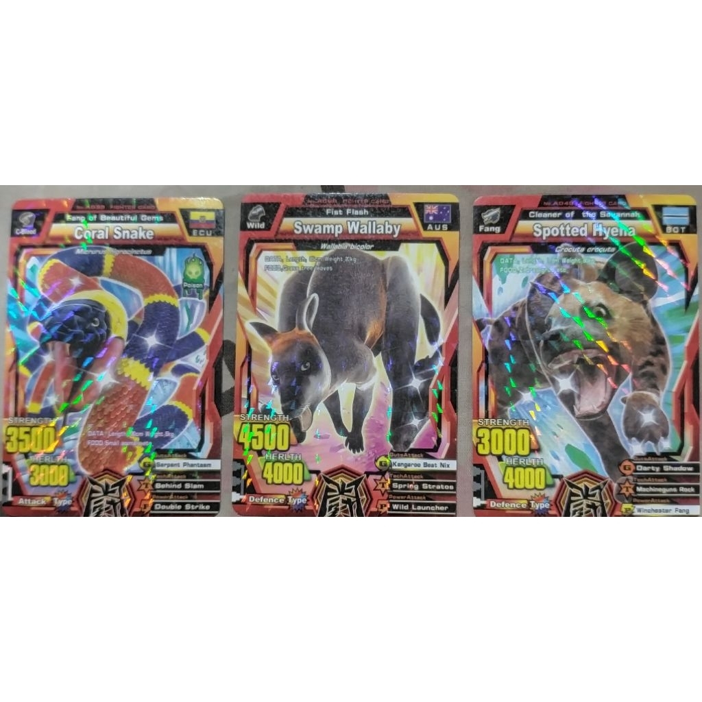 kartu animal kaiser coral snake, swamp Wallaby,spotted hyena