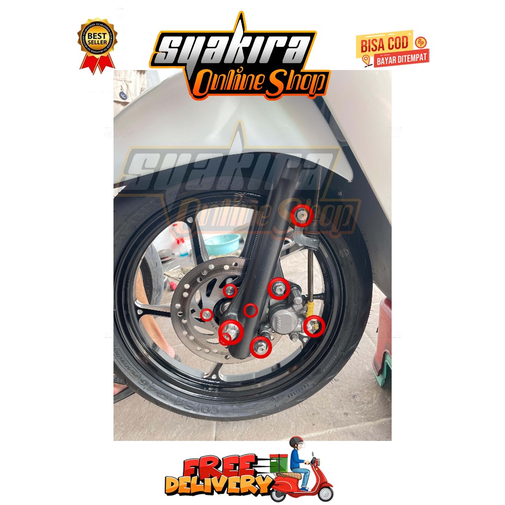 BAUT BREKET + REM + BANJO + AS + DISK KALIPER DEPAN ( 9 BAUT ) BEAT ESP NEW SCOOPY ESP NEW STREET TA