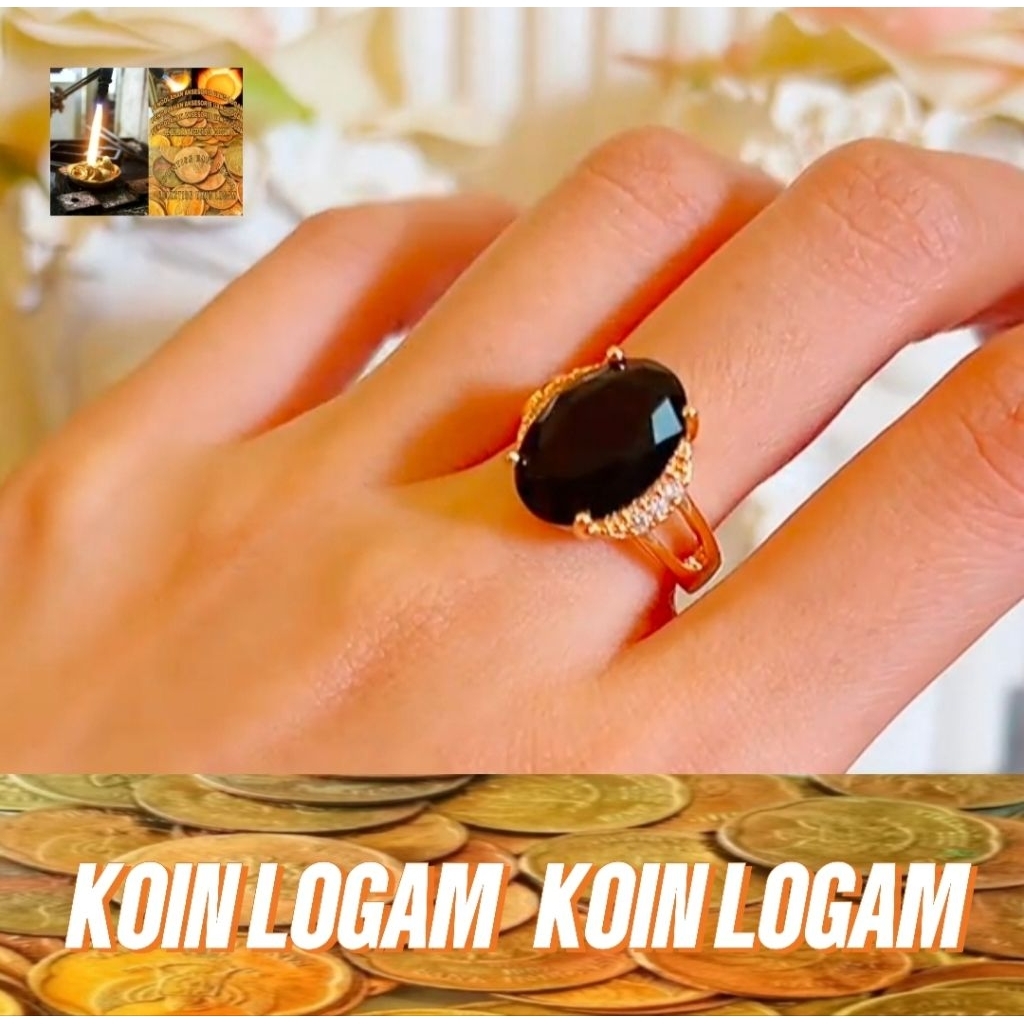 Cincin Giok Permata Oval Perhiasan Elegan Wanita Anti Karat Bahan Koin 91 Ori Lapis Emas Terbaru