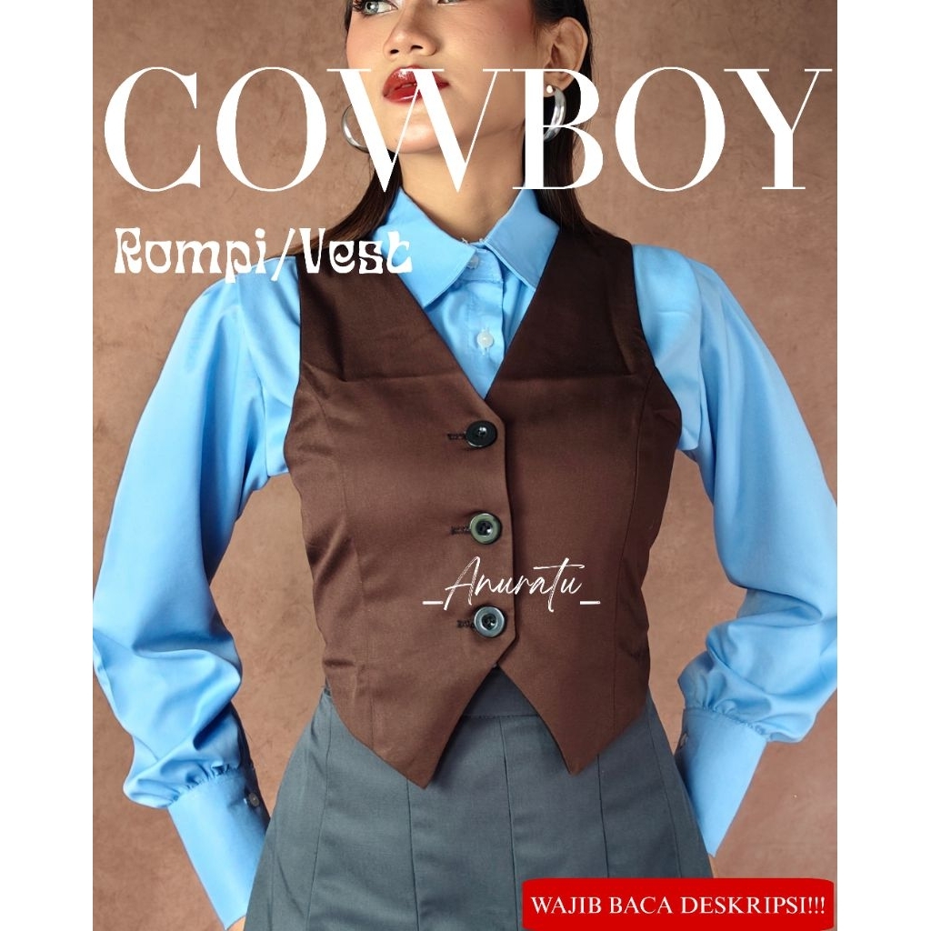 COWBOY Vest Wanita Vintage Aesthetic Retro Pirate|Anuratu Store Official