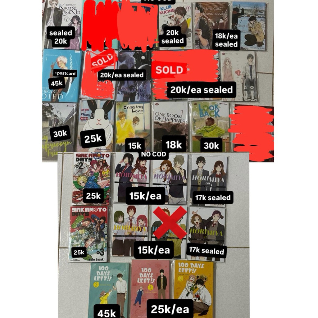 komik preloved manga anime jepang sealed bekas horimiya 100 days left sakamoto days kaoru & rin summ