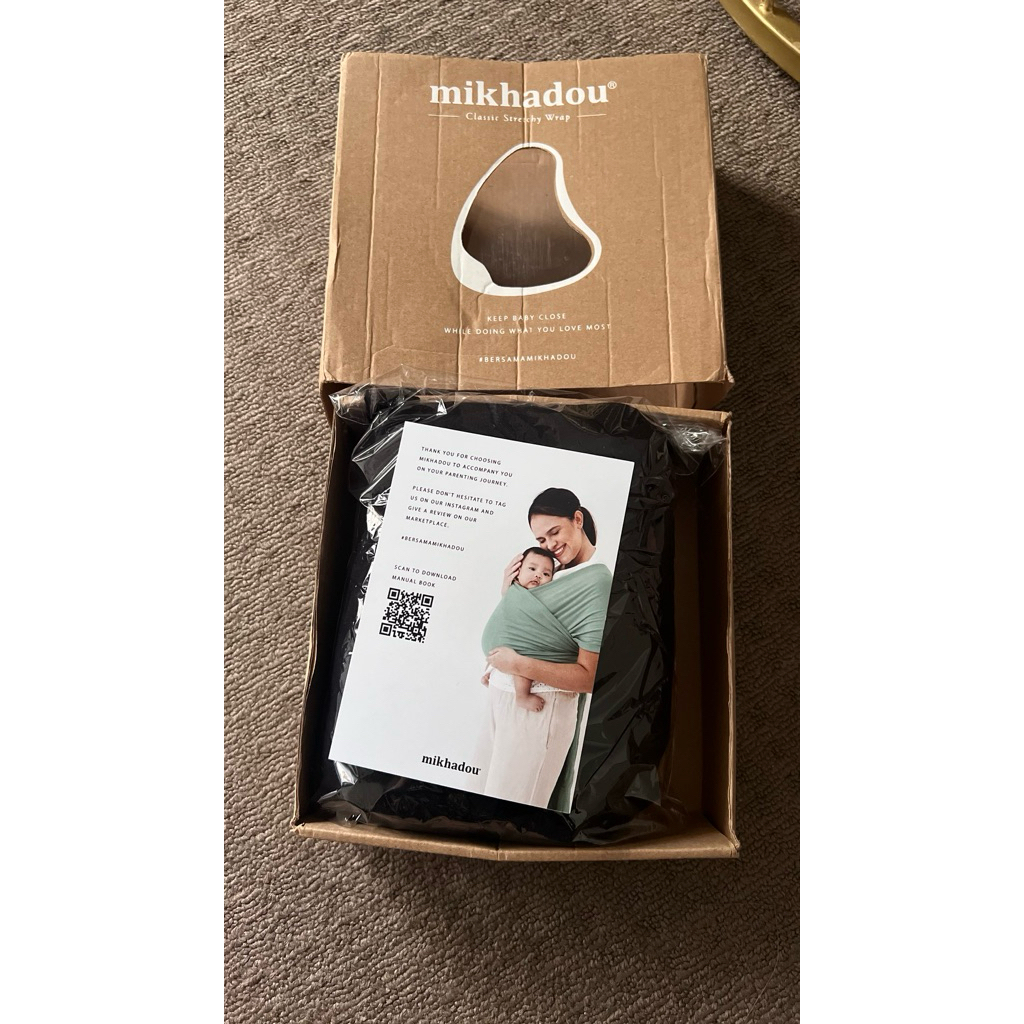 Mikhadou Stretchy Wrap - Gendongan Bayi M Shape Darkgrey - Baby Carrier