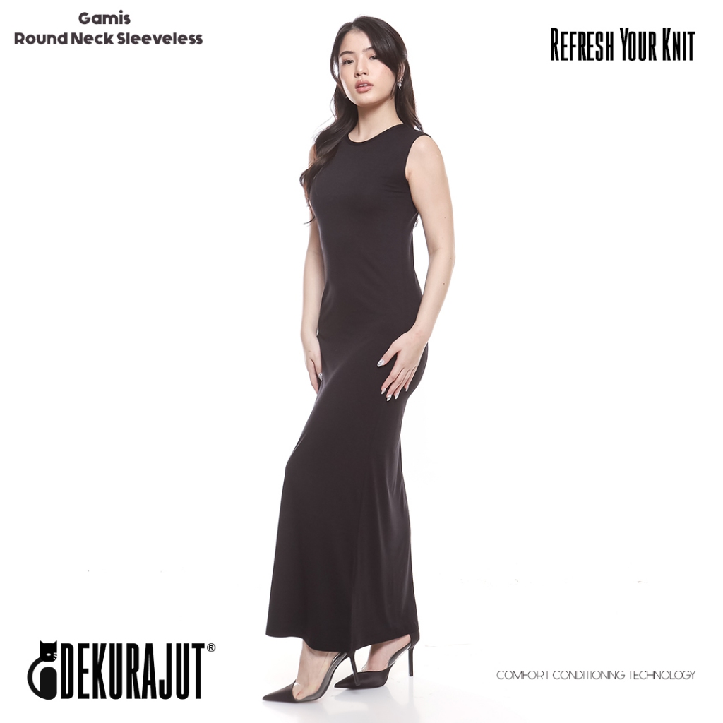 Manset Gamis Kaos Tanpa Lengan Kerah Bulat | Inner Dress Tanpa Lengan