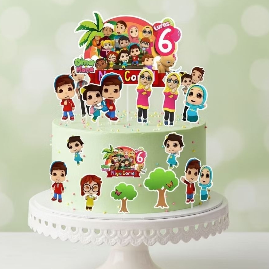 Topper OMAR HANA | Topper Cake OMAR and HANA Custom Nama | Hiasan Kue Ultah OMAR HANA