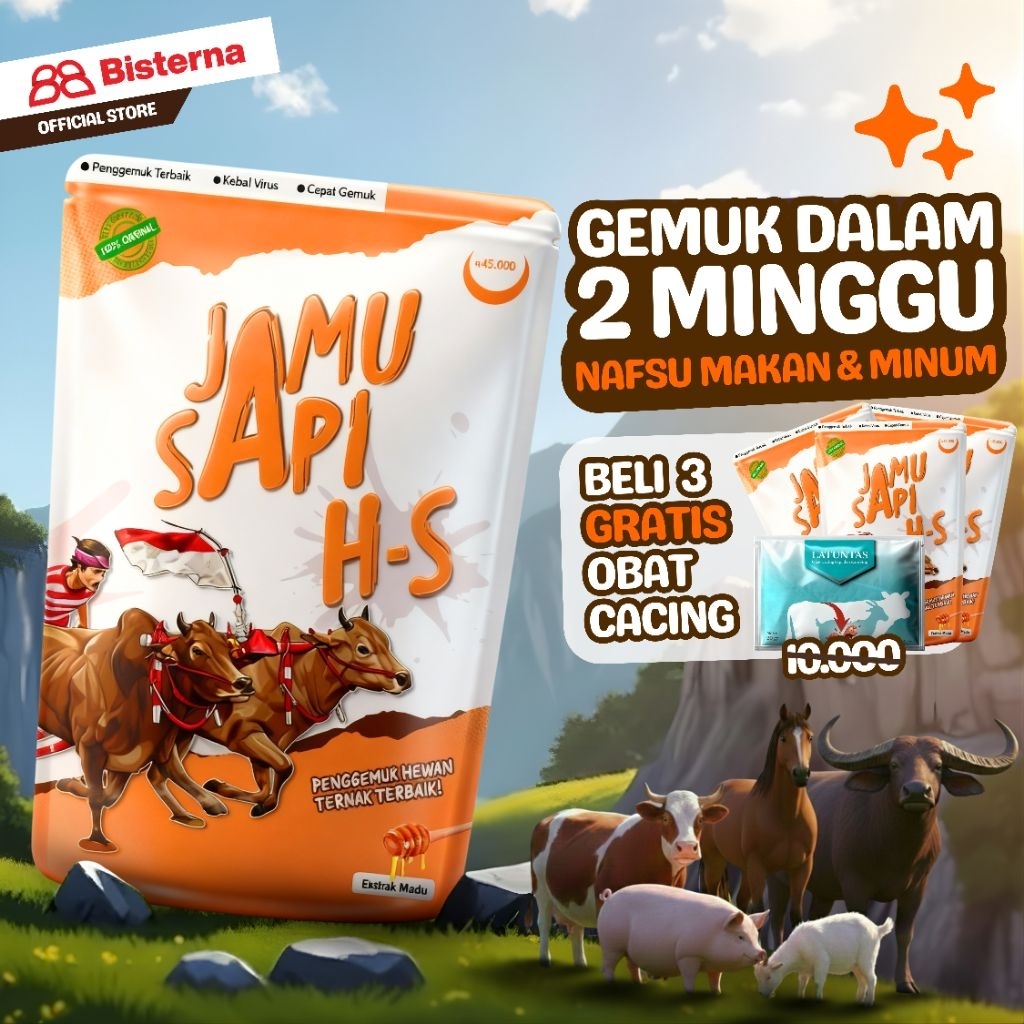 Jamu Sapi penggemuk lahap makan dan minum cepat gemuk jamu hs -BISTERNA