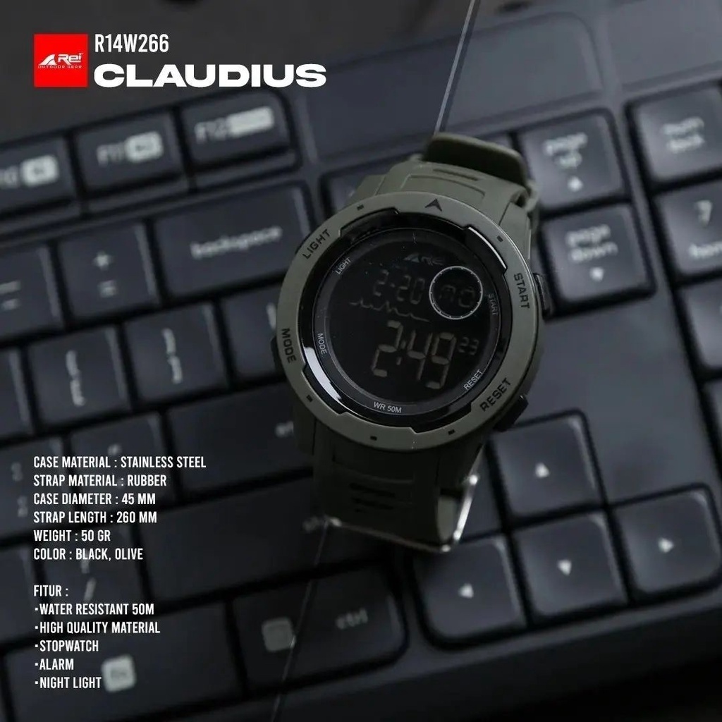 REI Jam Tangan Digital Pria Claudius  Arei Outdoorgear Jam Casual Pria Dan Wanita Outdoor Activity