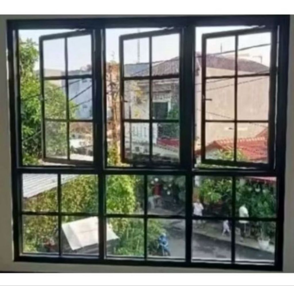 satu set kusen jendela alumunium 3in ukuran L 180.T 160 gratis Peking kayu