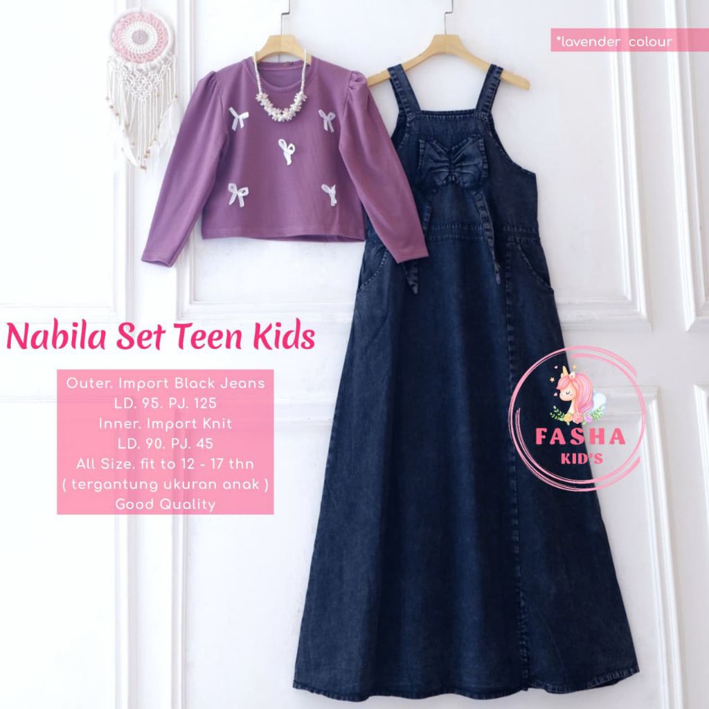 NABILA SET OVERALL REMAJA CEWEK PREMIUM USIA 12 - 15 TAHUN ORI FASHA