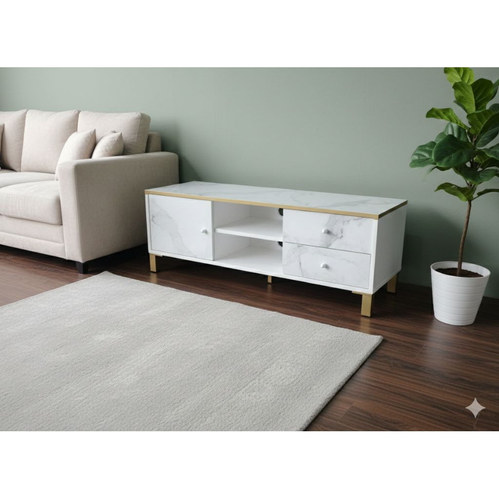 Bufet TV HPL Minimalis Motif Marmer
