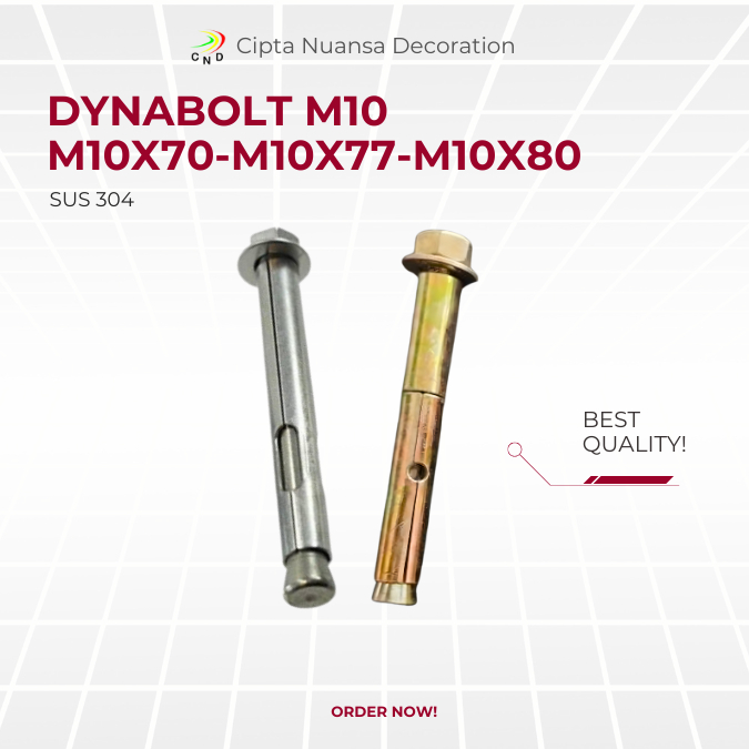 Dinabol M10X70 M10X77 M10X80 Dynabolt Wowo & Stainless 304