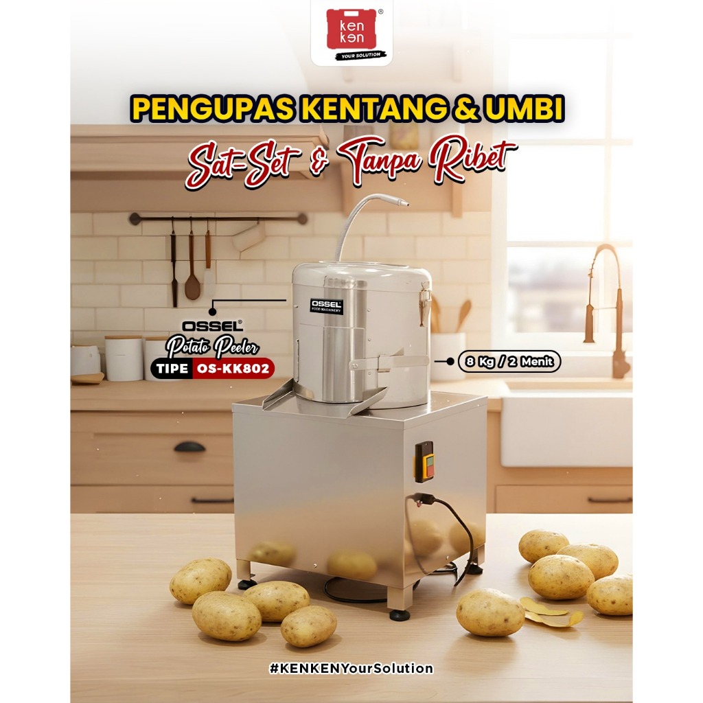 OSSEL Mesin Pengupas Kentang Kupas Kentang  Wortel Kupas Otomatis UMKM Potato Peeler OS-KK802 OSSEL