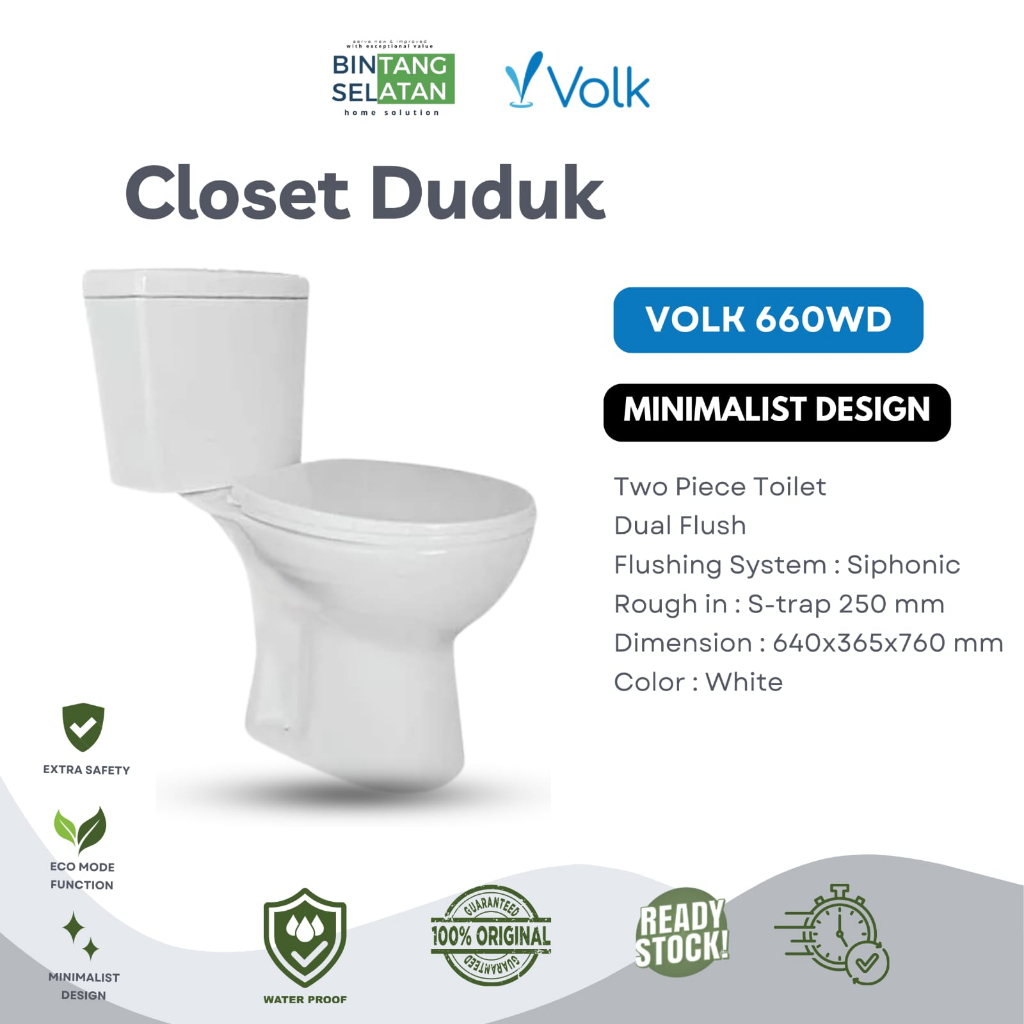 KLOSET DUDUK VOLK/ TWO PIECE TOILET VOLK 660WD / MONOBLOK/ORIGINAL