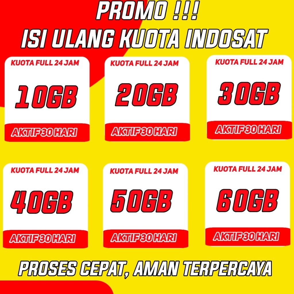 PAKET DATA INDOSAT FREEDOM FULL JAM ||10GB||20GB||30GB