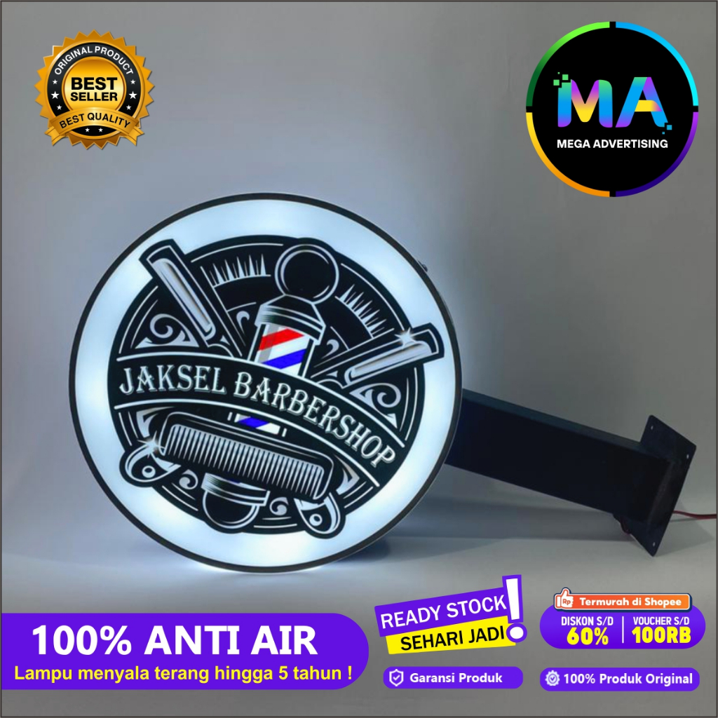 Neon Box Bulat Custom 2 Sisi