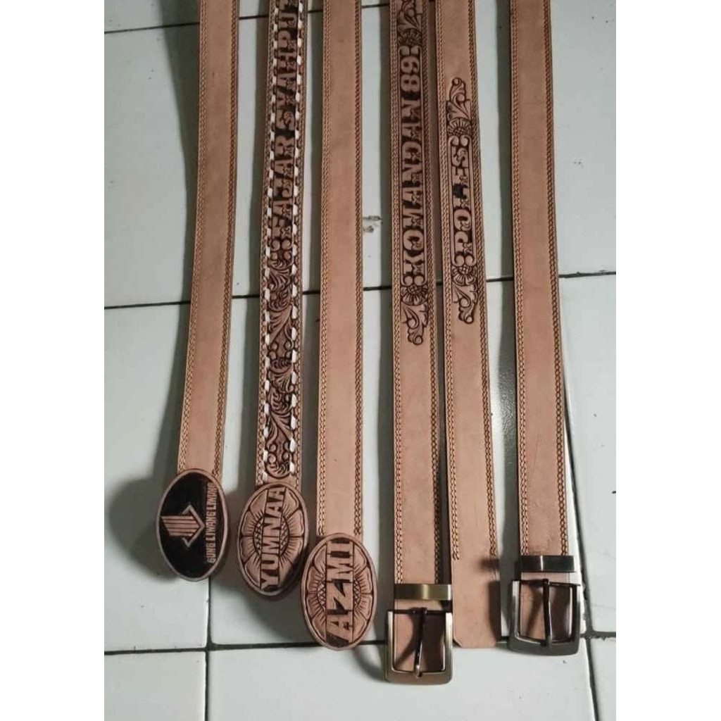 Sabuk Ukir Kulit Sapi Asli 100%