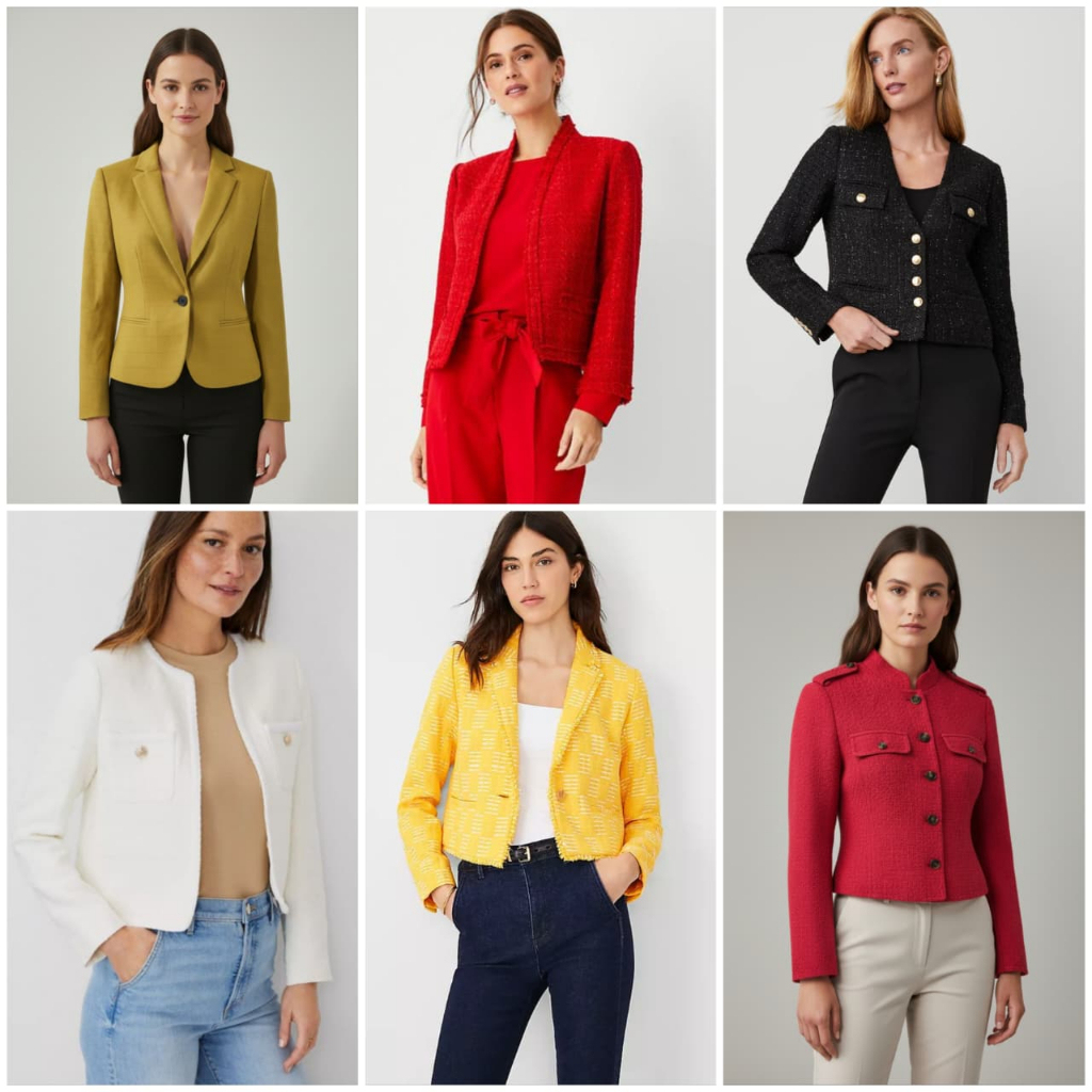 Blazer Ann Taylor Tweed Cropped Textured Mix Blazer