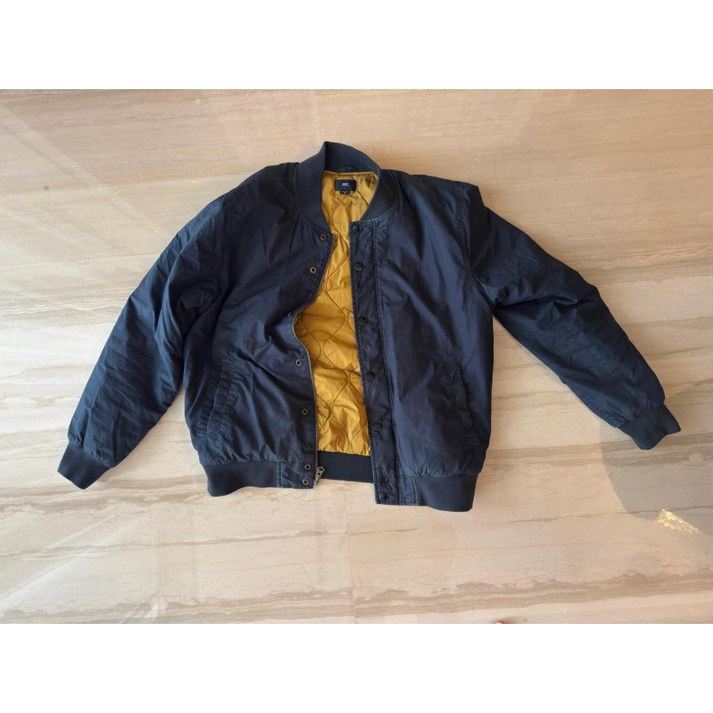 OBEY Bomber Jacket with Gold Lining – Navy (Preloved)