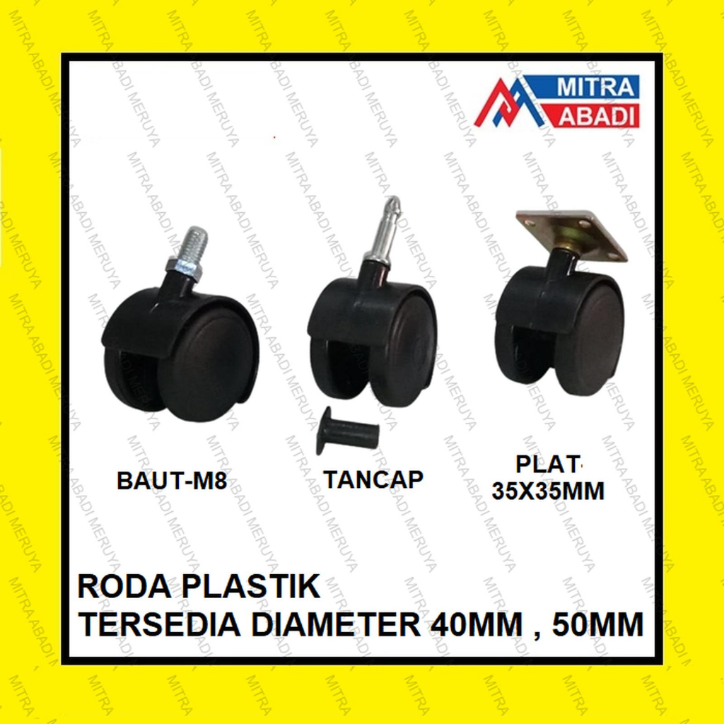 Roda Kursi Kantor Model Tancap Castor Caster Roda 50 mm Tancap