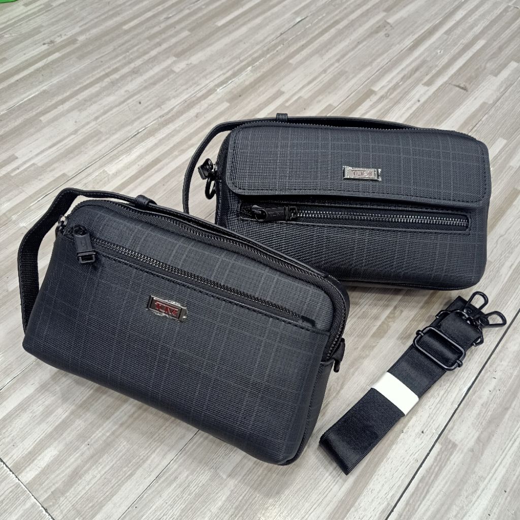 Handbag 2in1 T5178 black clutch bag tas selempang kulit unisex