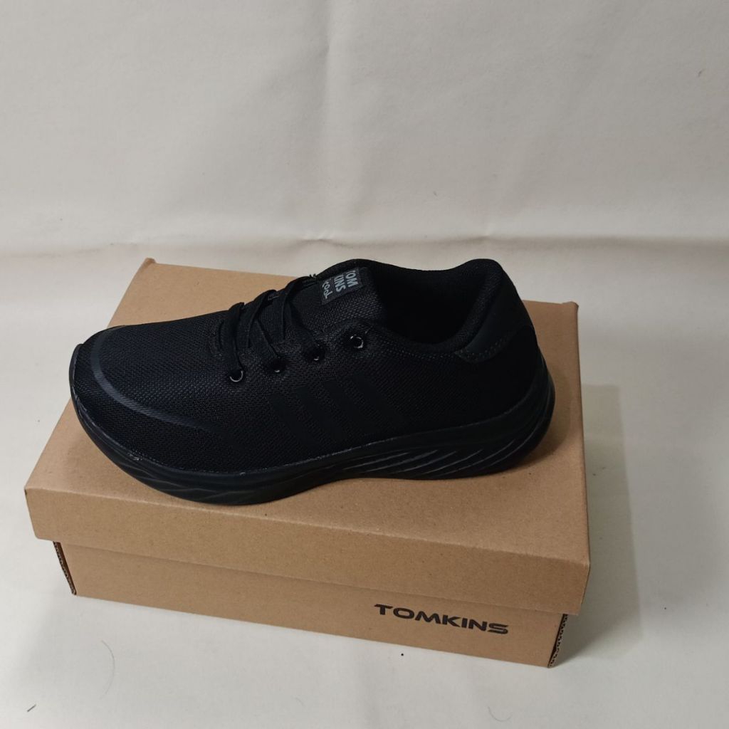 Sepatu sekolah Tomkins full hitam original sepatu sekolah anak sd tali cocok untuk anak remaja laki 