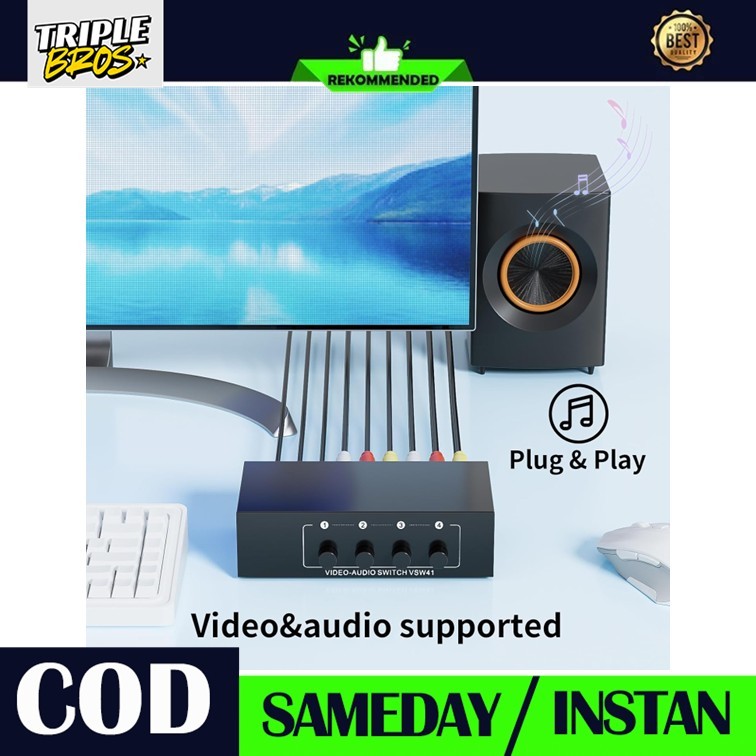 AV Selector Switch Selektor 4in1 4 Input 1 Output Switcher Pro Premium STB Android TV DVBT2 Set Top 