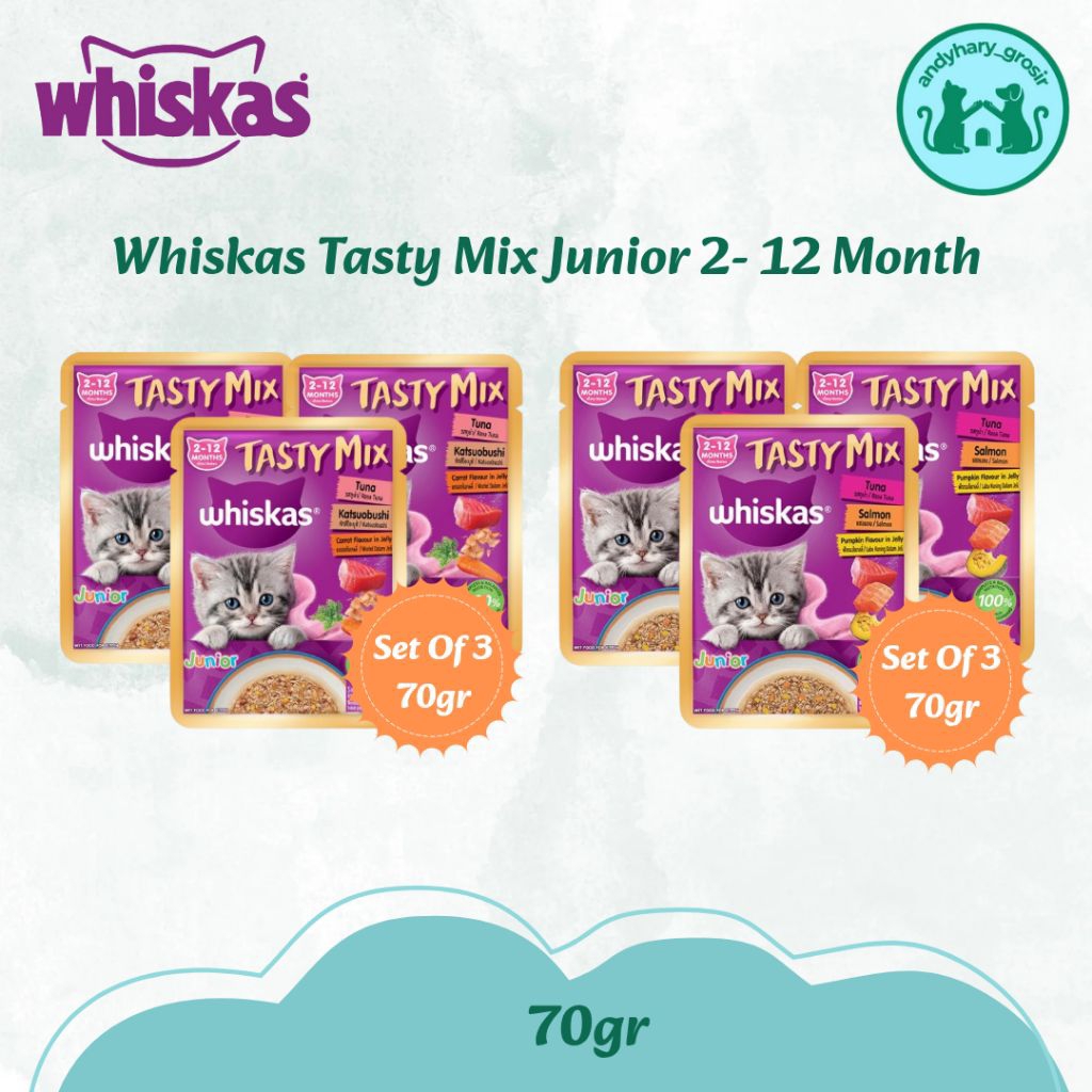 Whiskas Tasty Mix Junior 2-12 Bulan Untuk Anak Kucing