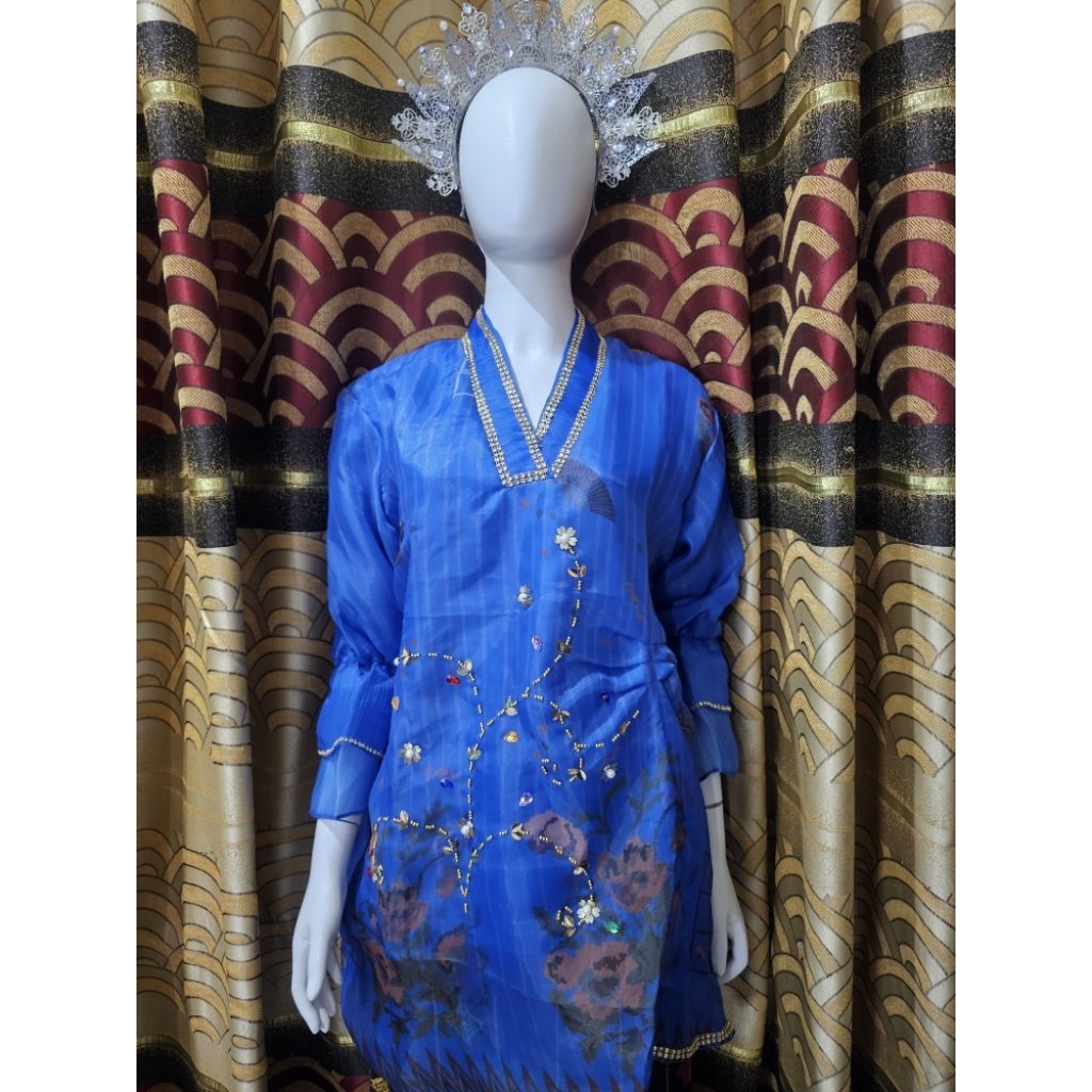 BAJU BODO ORGANZA MOTIF PRINTING BUNGA LAGOSI