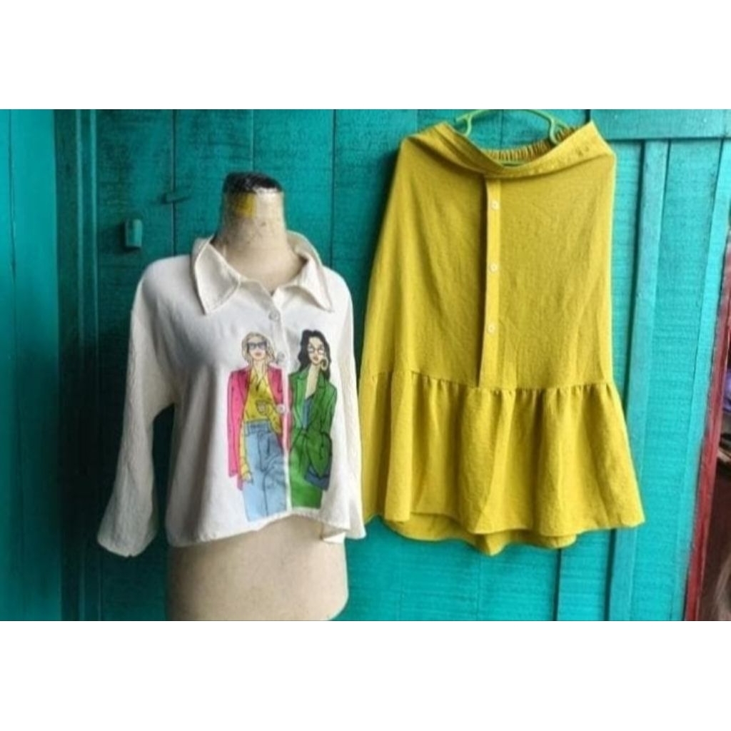 setelan rok crinkle preloved