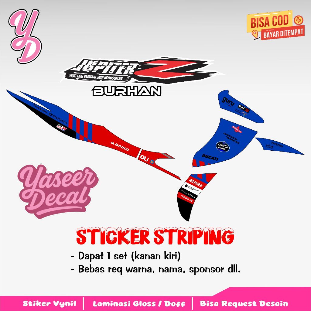 Striping Jupiter Z Burhan - Sticker Striping Variasi Lis Jupiter Z Burhan - Striping Hologram Jupite