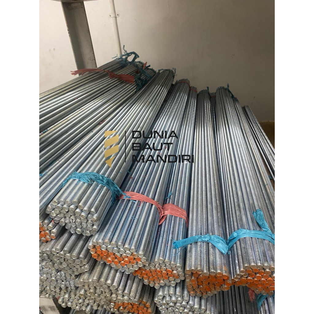 Long drat M-8 putih galvanis | as drat m8 x 1 meter putih besi
