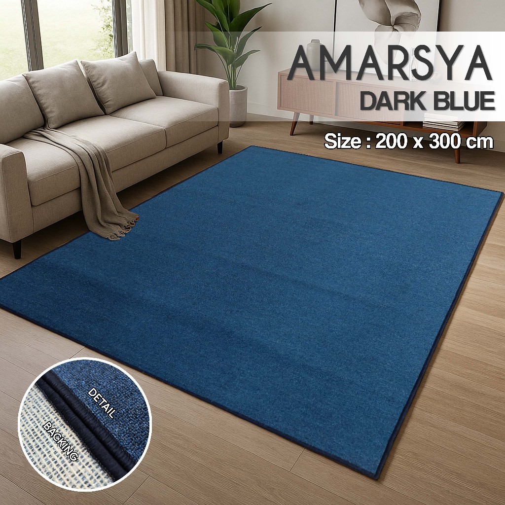 Karpet Polos Premium 200x300 AMARSYA Karpet Minimalis Polos Ruang Tamu Elegan - DARK BLUE