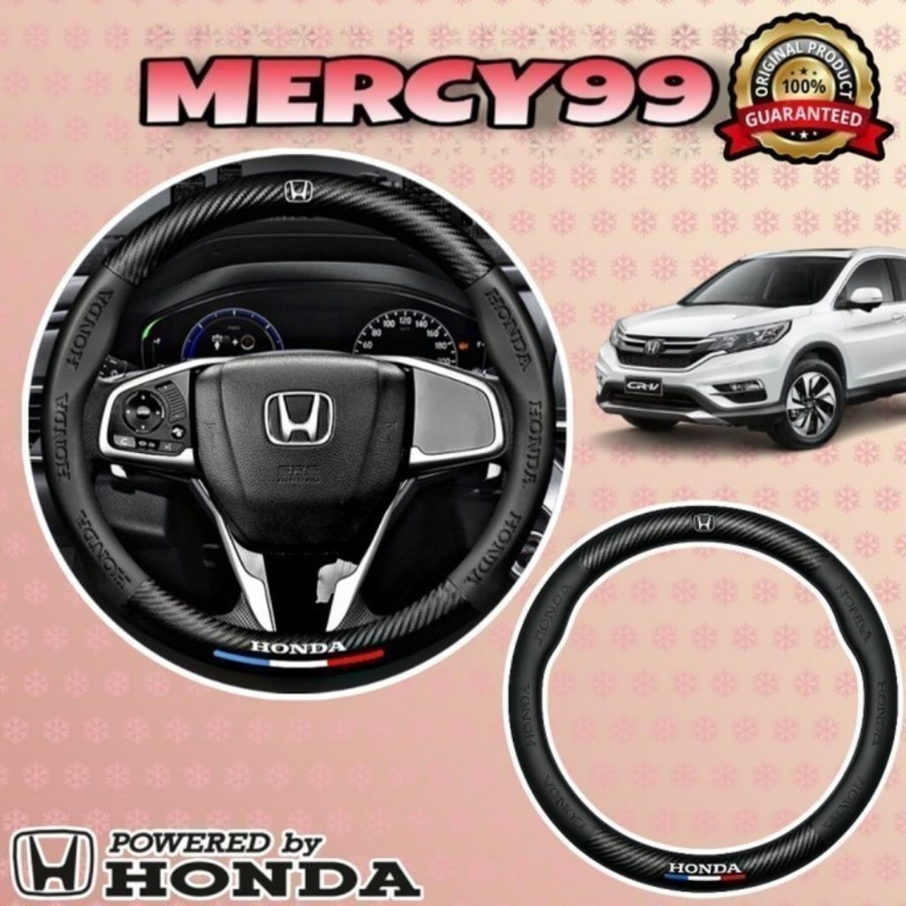 Honda Jazz All Type Cover Stir Sarung Setir Mobil Carbon Karbon Kulit Domba Premium Logo 3D