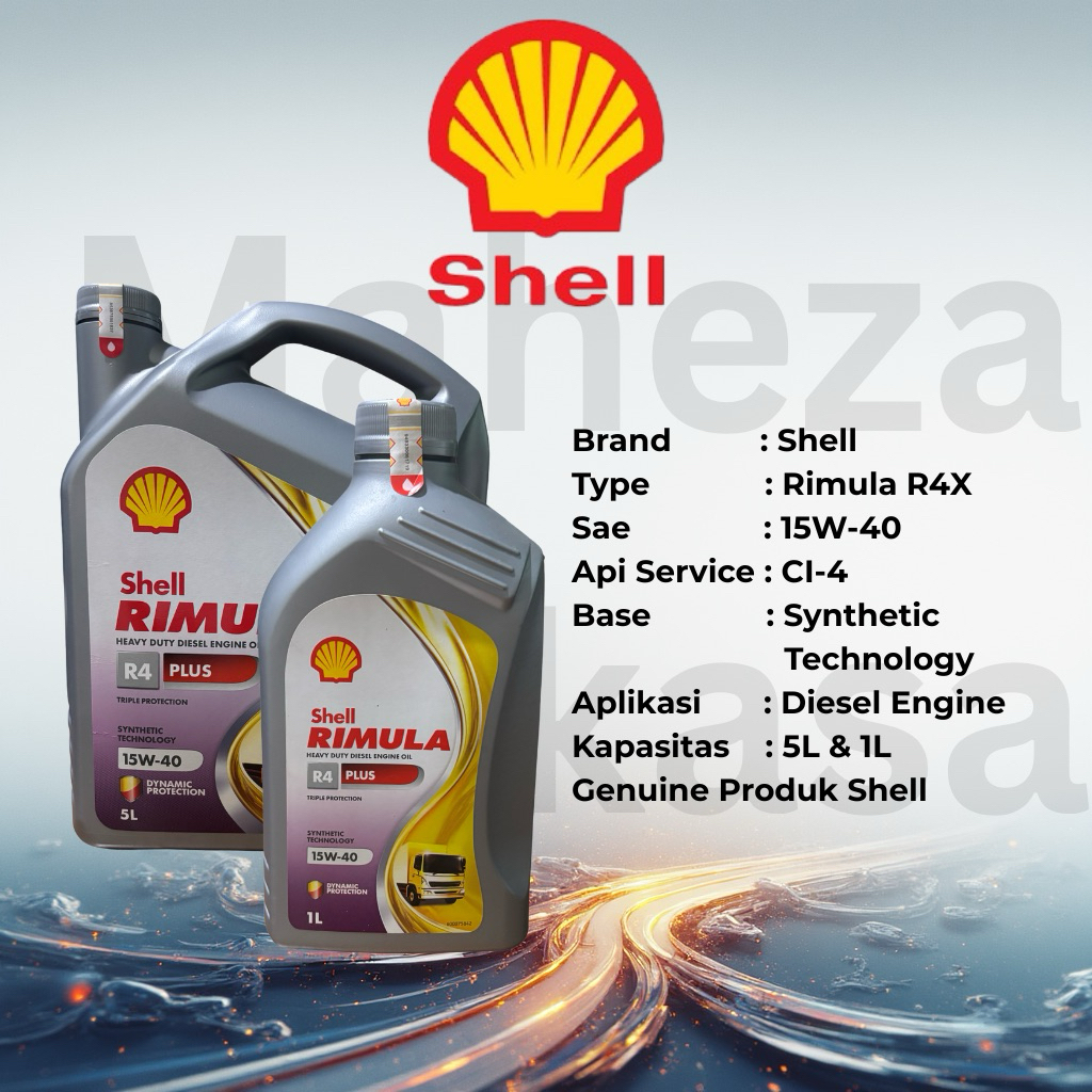 Oli Mesin Diesel Shell Rimula R4 Plus 15W-40 5L API CI-4 Original Shell Barcode Oli Mesin Diesel Car