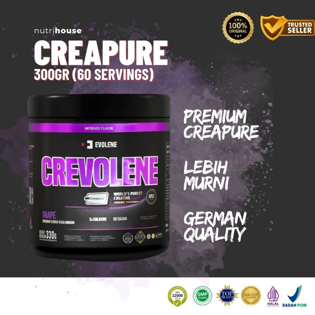 Evolene Crevolene Creapure 300gr 60 Servings  Creatine Nutrihouse New Crevolene Creapure