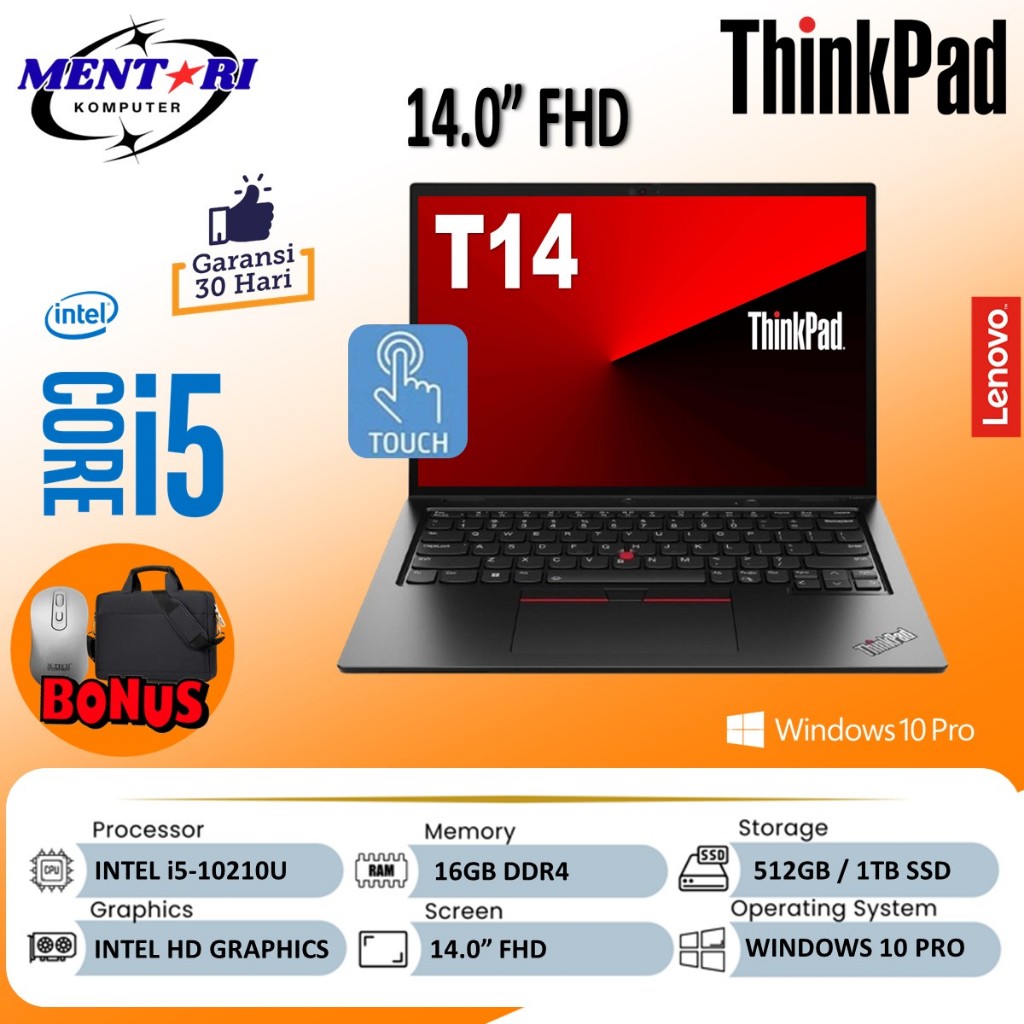 Laptop Lenovo Thinkpad T14 - i5-10210U - 16GB RAM - 1TB SSD - Touchscreen - Win11 Pro
