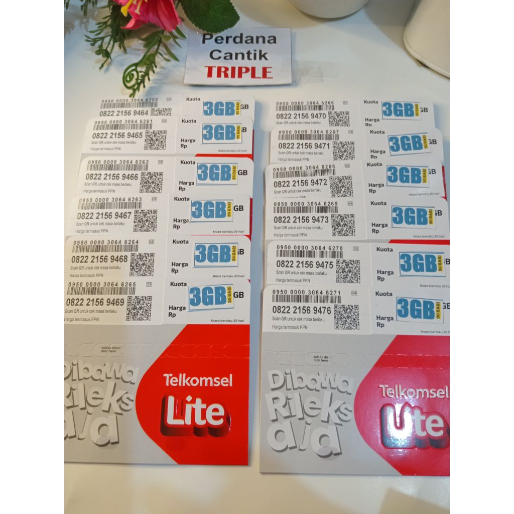 Nomor Cantik Telkomsel Triple 222 Rapi (Free 3Gb)