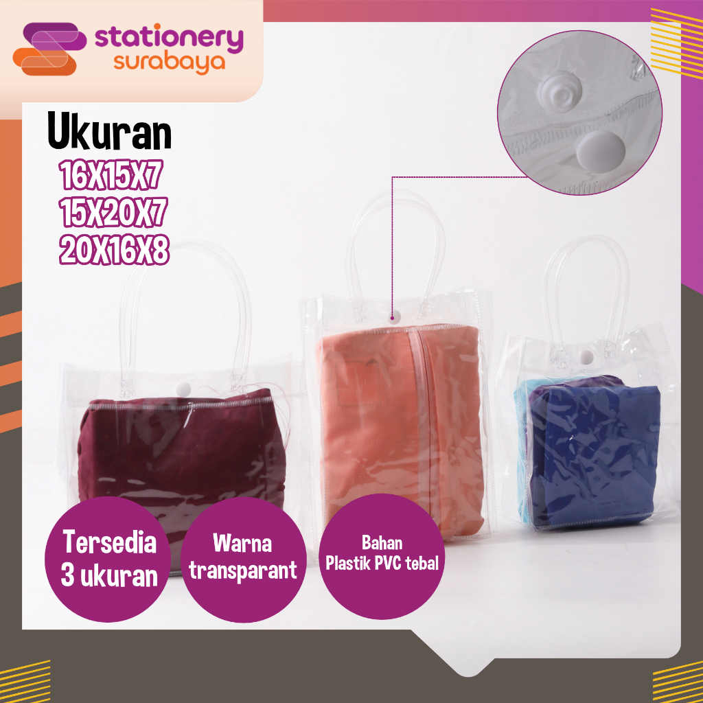Totebag Transparant | Tas Mika PVC Transparan | Tas Mika Souvenir Ulang Tahun Bening/Tas Belanja/Goo