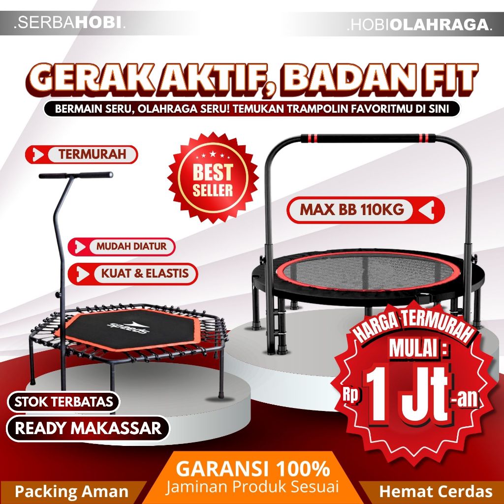 Trampolin Trampoline Bulat Alat Olahraga Lompat Jumping / Trampolin Kotak bisa Dilipat / trampolin b
