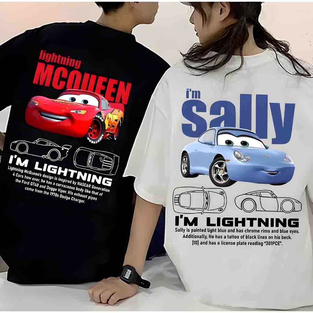 {Harga Satuan} Kaos Couple Pasangan Lightning McQueen Dan Sally T- Shirt | Baju Pasangan pria dan wa