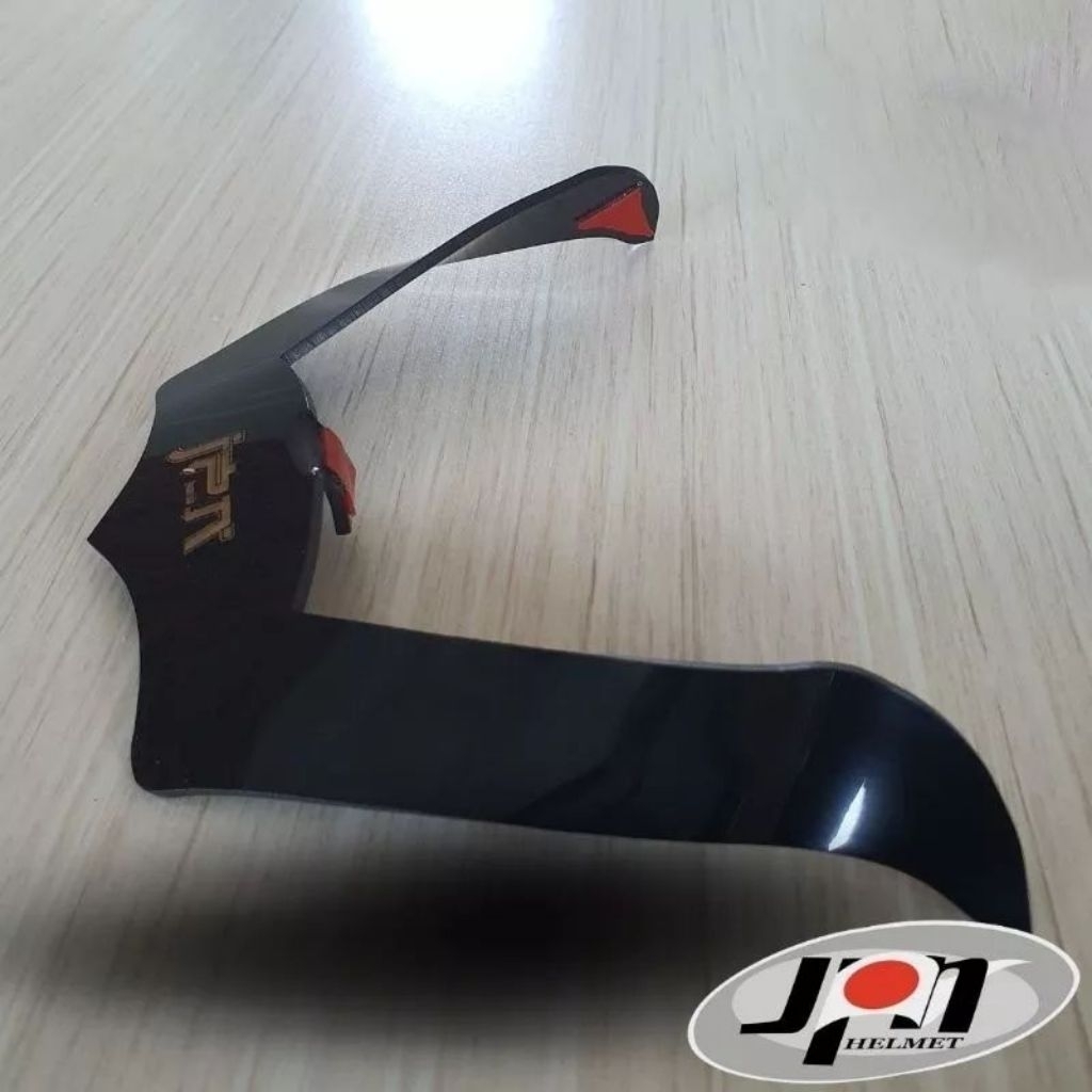 spoiler helm jpn full face jpn tanduk akrilik tebal 3mm dengan 3m prekat  hitam glossy