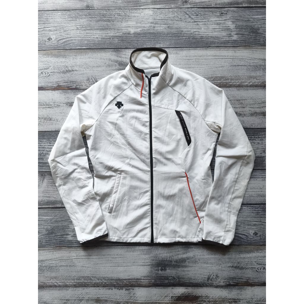 Jaket descente outdoor windbreaker non hoodie motoran hangout unisex putih branded