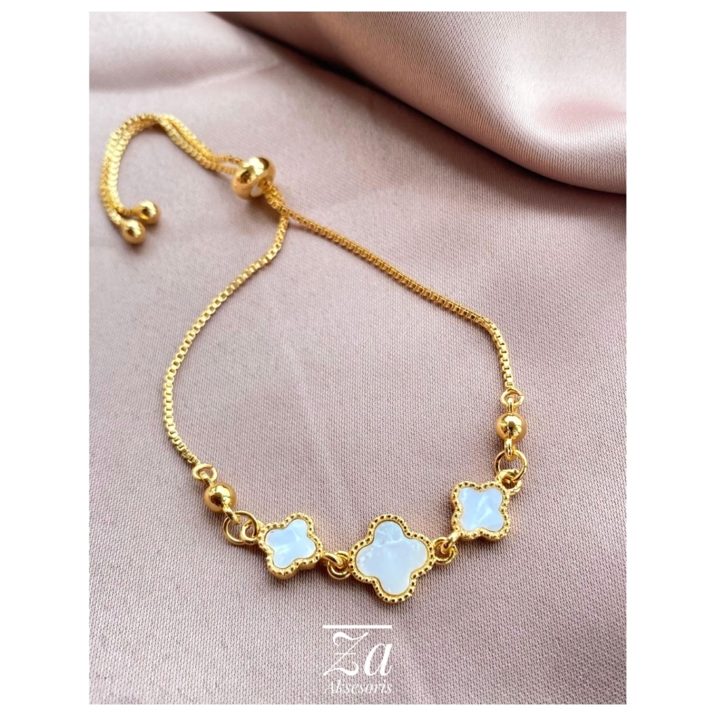 Gelang Tangan Xuping Gold Clover Putih Lapis Emas