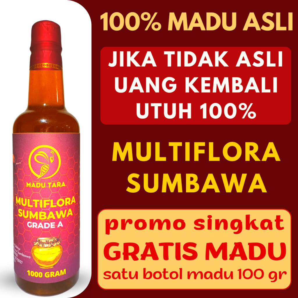 MADU MULTIFLORA SUMBAWA 100%ASLI MENTAH MURNI RAW PURE HONEY MADU TARA