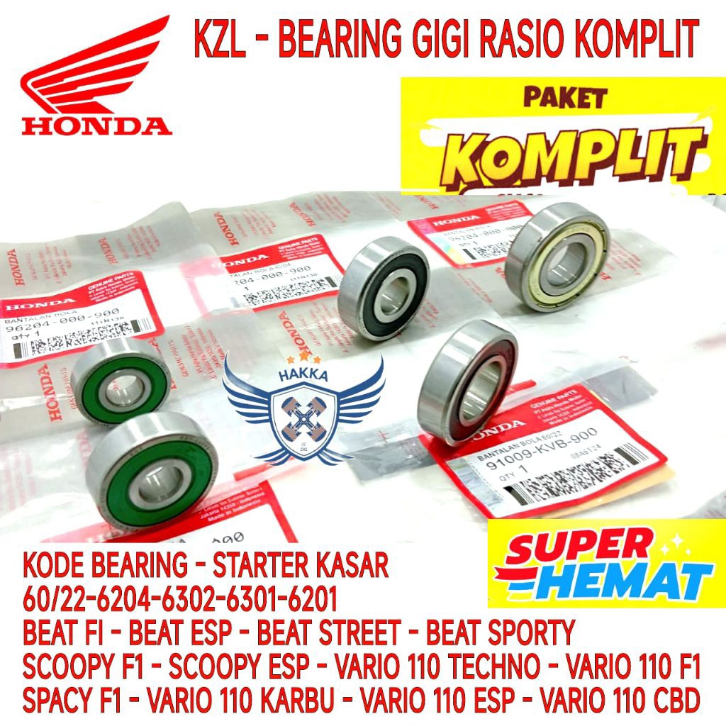 KZL BEARING RASIO ASLI HONDA VARIO 110 FI, BEARING RASIO ASLI HONDA BEAT FI, BEARING RASIO ASLI HOND