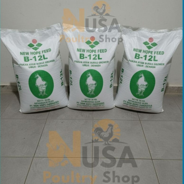 Pur Ayam Buras B-12L Pakan Ayam Grower Dewasa Repack 1KG - Buras Ayam New Hope Pakan Ternak Ayam Beb