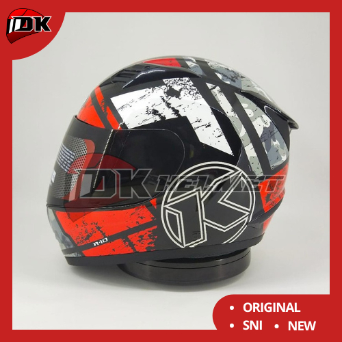 Helm Full Face KYT R10 Seri 3 Black White Red Full Face R-10 Warna Merah Hitam Putih Touring Origina