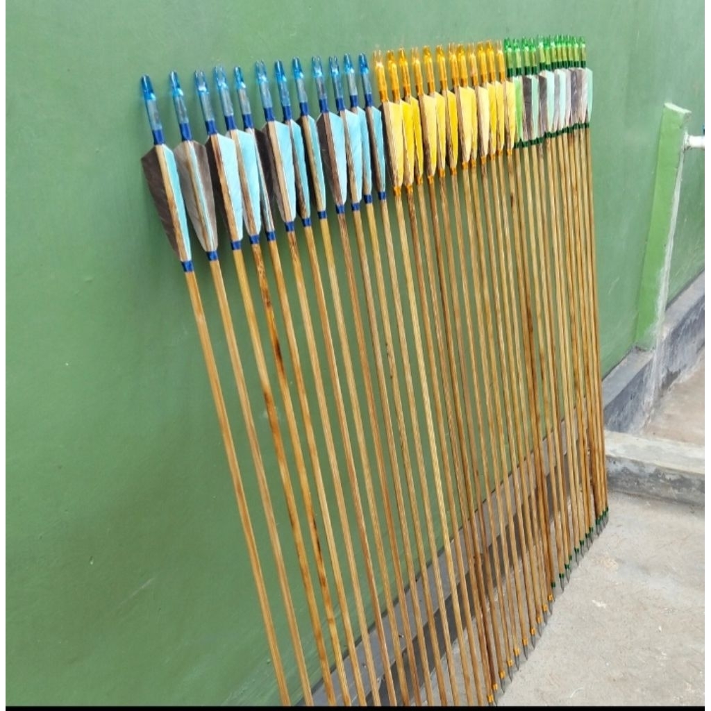 12 arrow bambu petung grade A nock plastik busur panah recurve bow horse bow