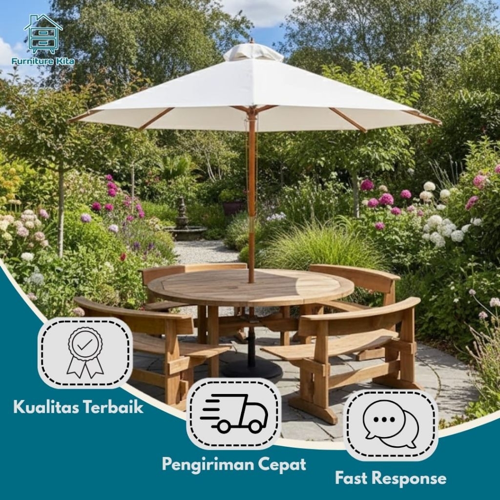 Kain Pengganti Tenda Payung Taman 6 Ruas Jari-Jari Hotel Pantai Teras Cafe Waterproof Bisa Untuk Ace