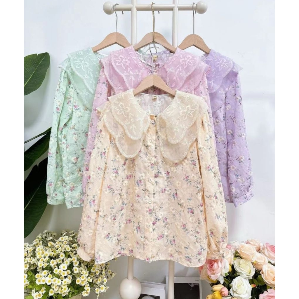 Kemeja Sailor Bordir Kerah sailor Organza