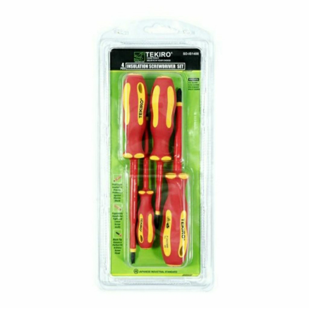 TEKIRO Obeng listrik set 4 PCS /OBENG LISTRIK SET /
